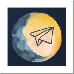 A paper plane flies to the sky Posters and Art